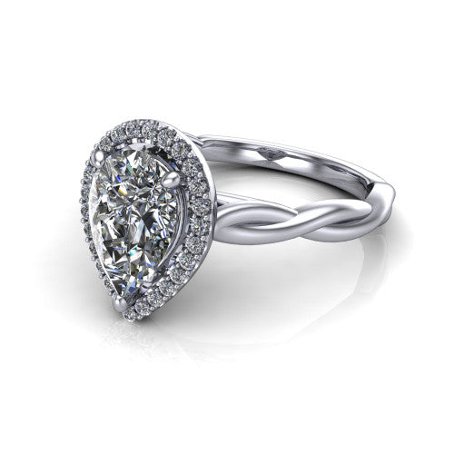 Alora Pear Shape Halo Engagement Ring in 14K White Gold