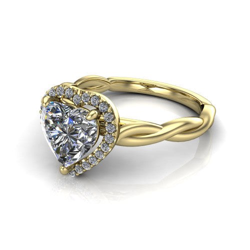 Alora Heart Shape Halo Engagement Ring in 18K Yellow Gold