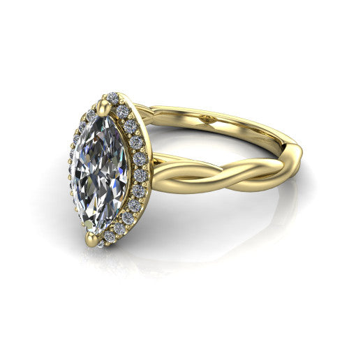 Alora Marquise Shape Halo Engagement Ring in 18K Yellow Gold