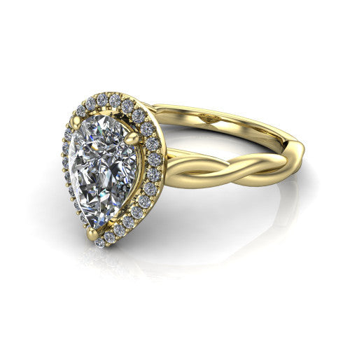 Alora Pear Shape Halo Engagement Ring in 18K Yellow Gold