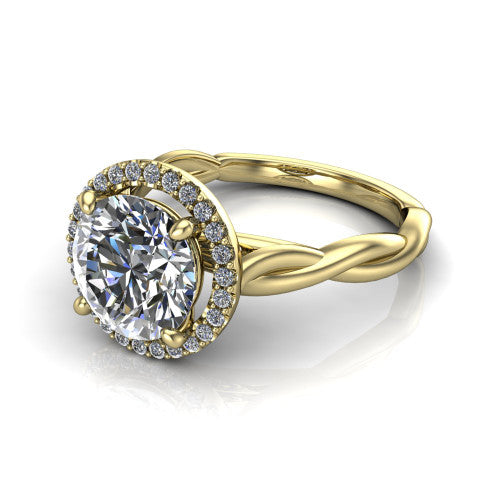 Alora Round Shape Halo Engagement Ring in 18K Yellow Gold