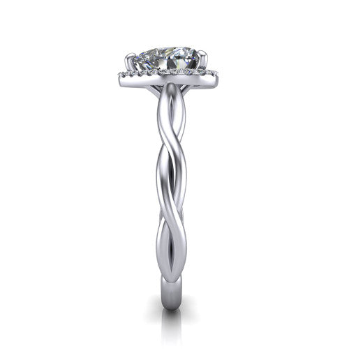 Alora Heart Shape Halo Engagement Ring in 14K White Gold