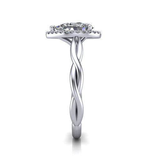 Alora Pear Shape Halo Engagement Ring in Platinum