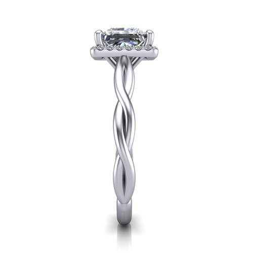 Alora Princess Shape Halo Engagement Ring in 18K White Gold