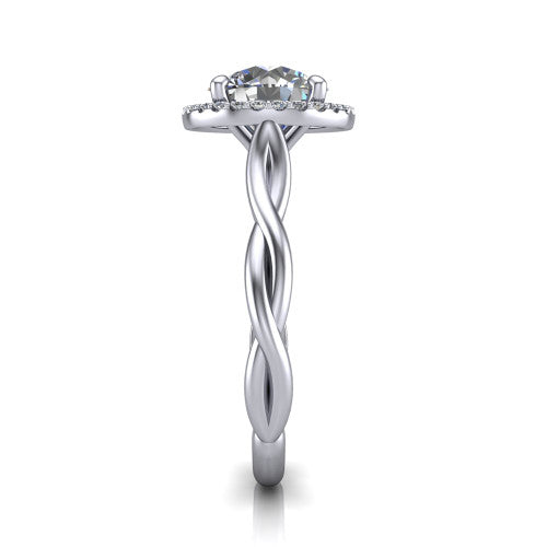 Alora Round Shape Halo Engagement Ring in 14K White Gold