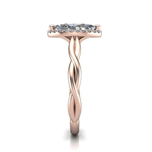 Alora Marquise Shape Halo Engagement Ring in 14K Rose Gold