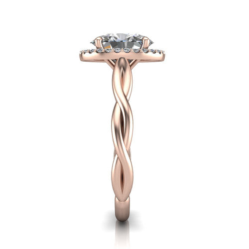 Alora Oval Shape Halo Engagement Ring in 18K Rose Gold