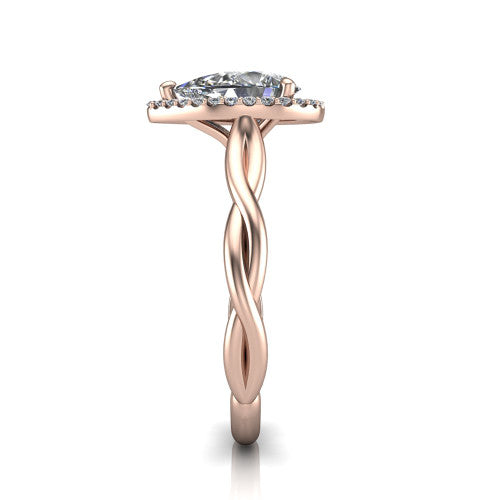 Alora Pear Shape Halo Engagement Ring in 14K Rose Gold