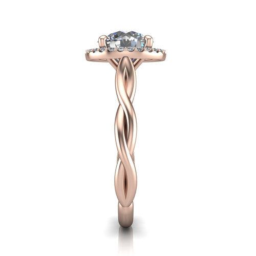 Alora Round Shape Halo Engagement Ring in 18K Rose Gold