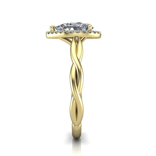 Alora Pear Shape Halo Engagement Ring in 14K Yellow Gold