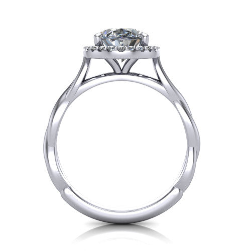 Alora Oval Shape Halo Engagement Ring in 14K White Gold