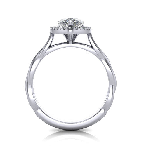 Alora Pear Shape Halo Engagement Ring in 14K White Gold