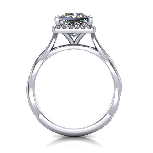 Alora Princess Shape Halo Engagement Ring in 14K White Gold