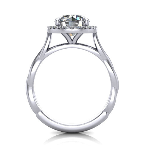 Alora Round Shape Halo Engagement Ring in 14K White Gold