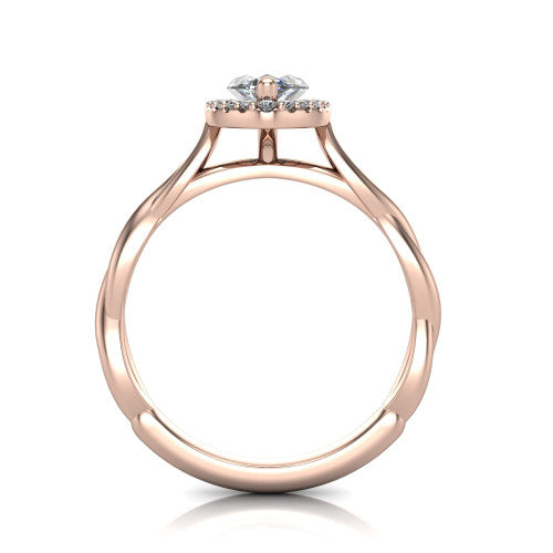 Alora Marquise Shape Halo Engagement Ring in 14K Rose Gold