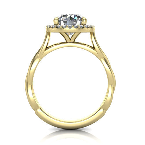 Alora Round Shape Halo Engagement Ring in 18K Yellow Gold