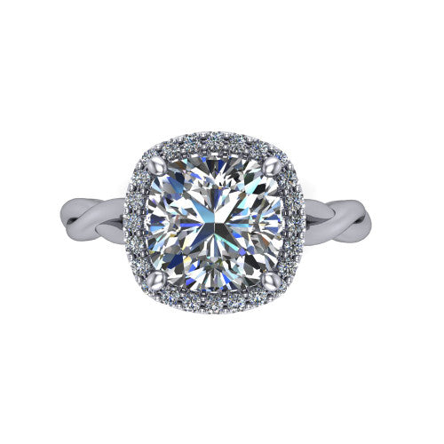 Alora Cushion Shape Halo Engagement Ring in Platinum