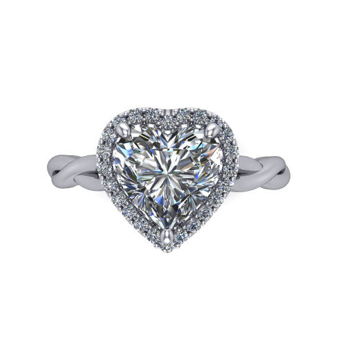 Alora Heart Shape Halo Engagement Ring in 18K White Gold