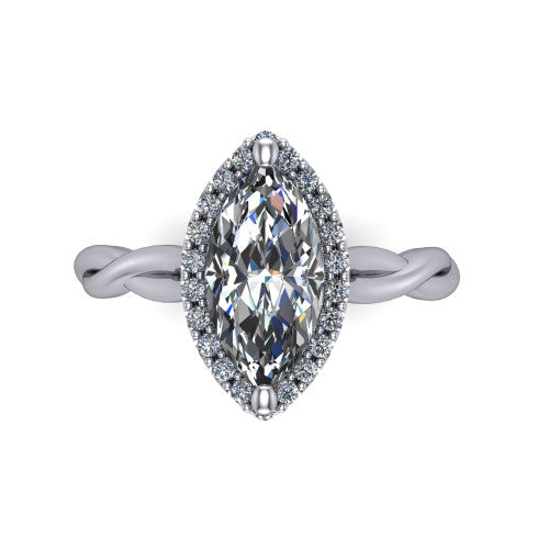 Alora Marquise Shape Halo Engagement Ring in Platinum