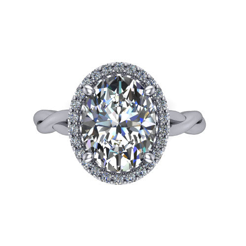 Alora Oval Shape Halo Engagement Ring in 14K White Gold