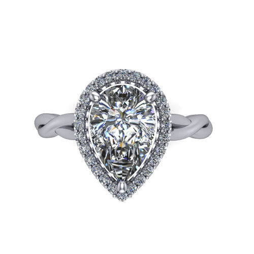 Alora Pear Shape Halo Engagement Ring in Platinum