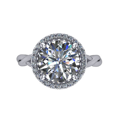 Alora Round Shape Halo Engagement Ring in 18K White Gold