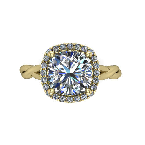 Alora Cushion Shape Halo Engagement Ring in 14K Yellow Gold