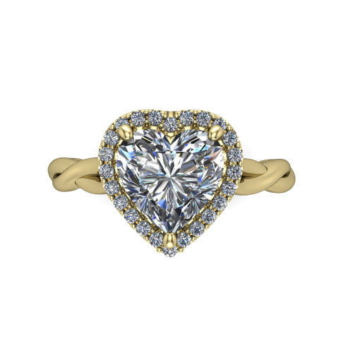 Alora Heart Shape Halo Engagement Ring in 14K Yellow Gold