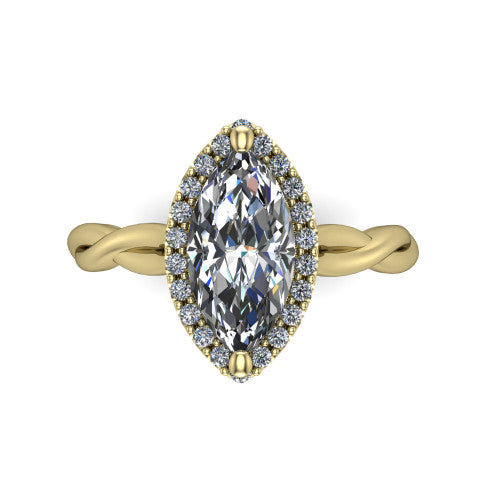 Alora Marquise Shape Halo Engagement Ring in 14K Yellow Gold