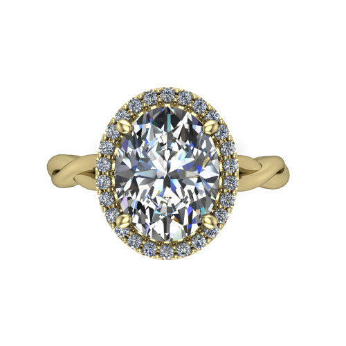 Alora Oval Shape Halo Engagement Ring in 14K Yellow Gold