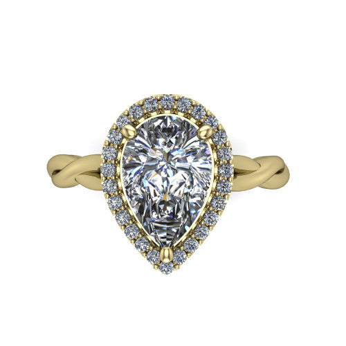 Alora Pear Shape Halo Engagement Ring in 14K Yellow Gold