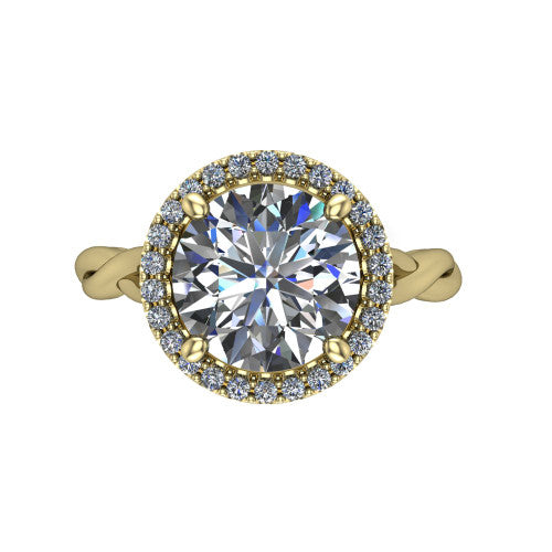 Alora Round Shape Halo Engagement Ring in 14K Yellow Gold