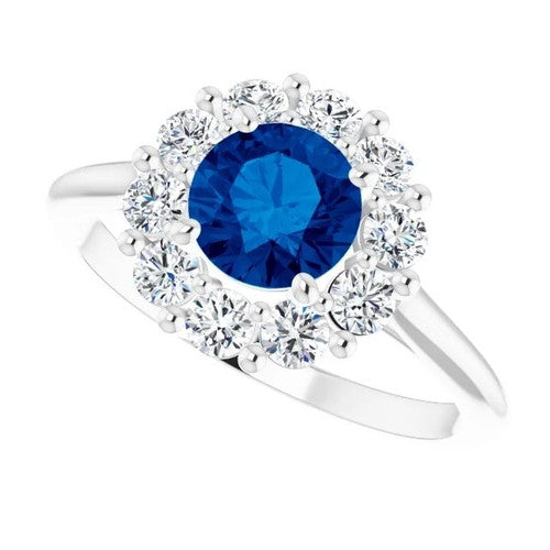 14K Gold Natural Blue Sapphire & 1/2 CTW Natural Diamond Ring 14K White Gold