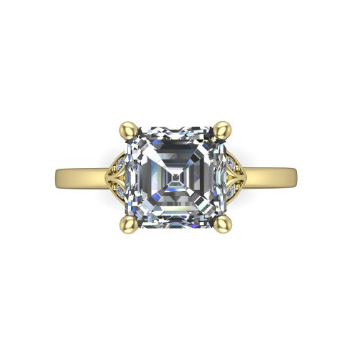 Lola square emerald solitaire engagement ring in 14K Yellow Gold, top-down view showing the four-prong square emerald center diamond
