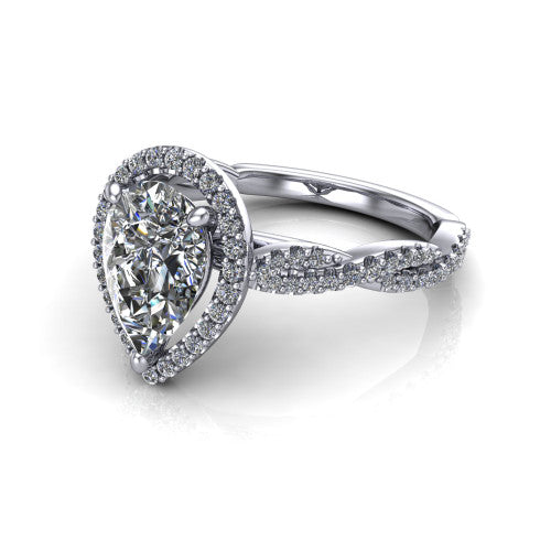 Dahlia Pear Shape Halo Engagement Ring in Platinum