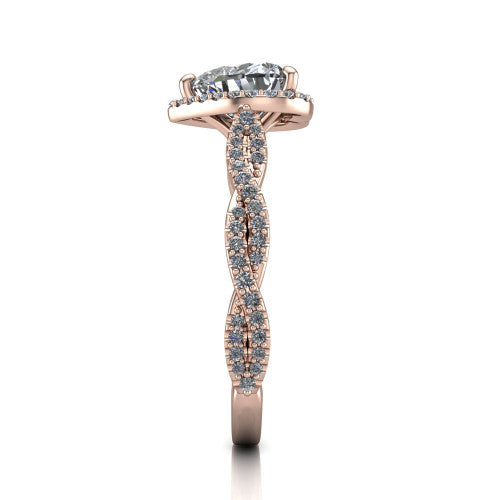 Dahlia Heart Shape Halo Engagement Ring in 18K Rose Gold