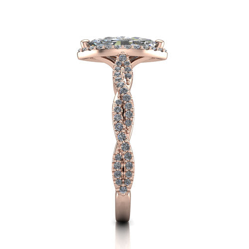 Dahlia Marquise Shape Halo Engagement Ring in 14K Rose Gold