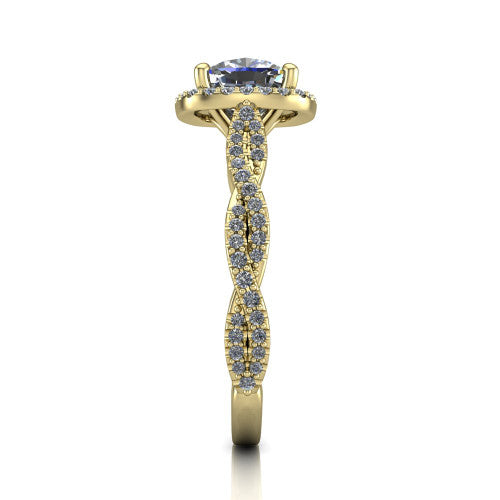 Dahlia Cushion Shape Halo Engagement Ring in 18K Yellow Gold