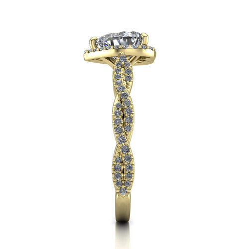 Dahlia Heart Shape Halo Engagement Ring in 14K Yellow Gold