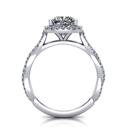 Dahlia Cushion Shape Halo Engagement Ring in Platinum
