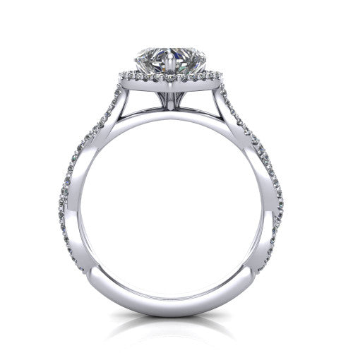 Dahlia Heart Shape Halo Engagement Ring in 18K White Gold