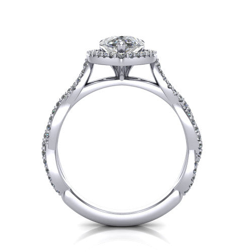 Dahlia Pear Shape Halo Engagement Ring in Platinum