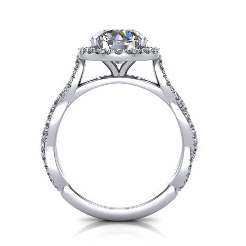 Dahlia Round Shape Halo Engagement Ring in Platinum