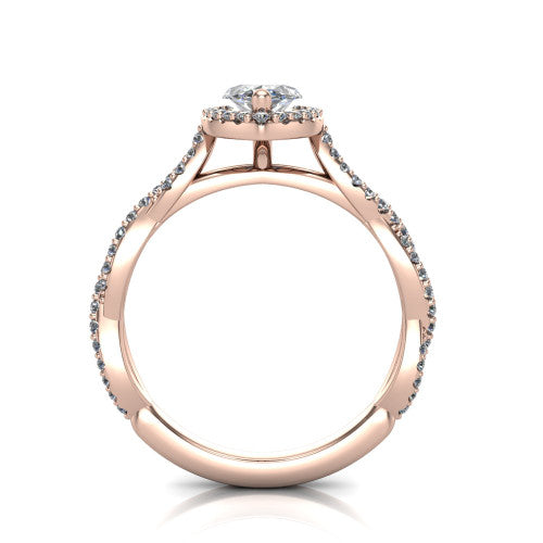 Dahlia Marquise Shape Halo Engagement Ring in 14K Rose Gold