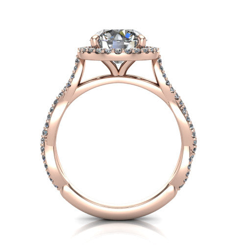 Dahlia Round Shape Halo Engagement Ring in 14K Rose Gold