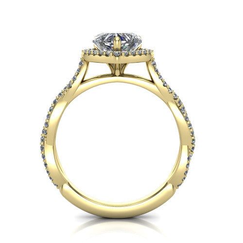Dahlia Heart Shape Halo Engagement Ring in 18K Yellow Gold