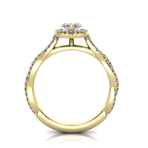 Dahlia Marquise Shape Halo Engagement Ring in 14K Yellow Gold