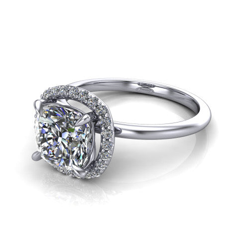 Carmen Cushion Shape Halo Engagement Ring in Platinum
