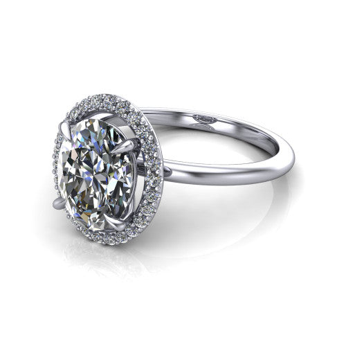 Carmen Oval Shape Halo Engagement Ring in 14K White Gold