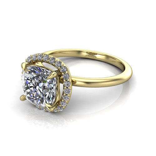 Carmen Cushion Shape Halo Engagement Ring in 14K Yellow Gold